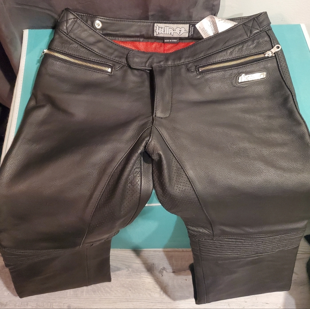 ICON Black Leather Motorcycle Pants